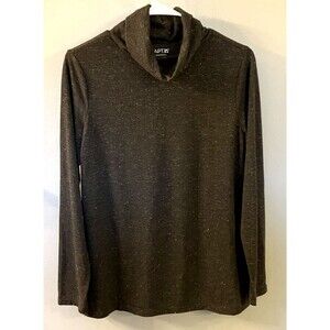 Apt 9 Gray w Silver metallic Thread Turtleneck Top Size Medium